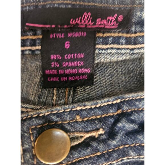 Vintage Willi Smith Peacock Embroidered Jeans Y2K Bootcut Sz 6 - Picture 6 of 6